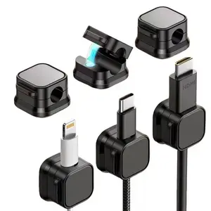 Magnetic Cable Organizer Set 4 Counts Multifunctional Clips for Home Office Car Use Strong Adhesive Bases Adjustable Anti-Slip Design