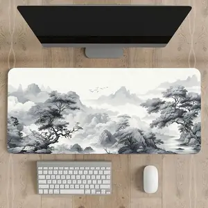 Ink painting pattern mouse pad, rectangular gaming mouse pad Gaming Accessories 23.6x13.8in(60x35cm) large mouse pad