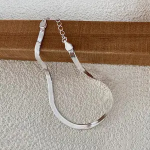 925 Sterling Silver Flat Snake Bone Bracelet