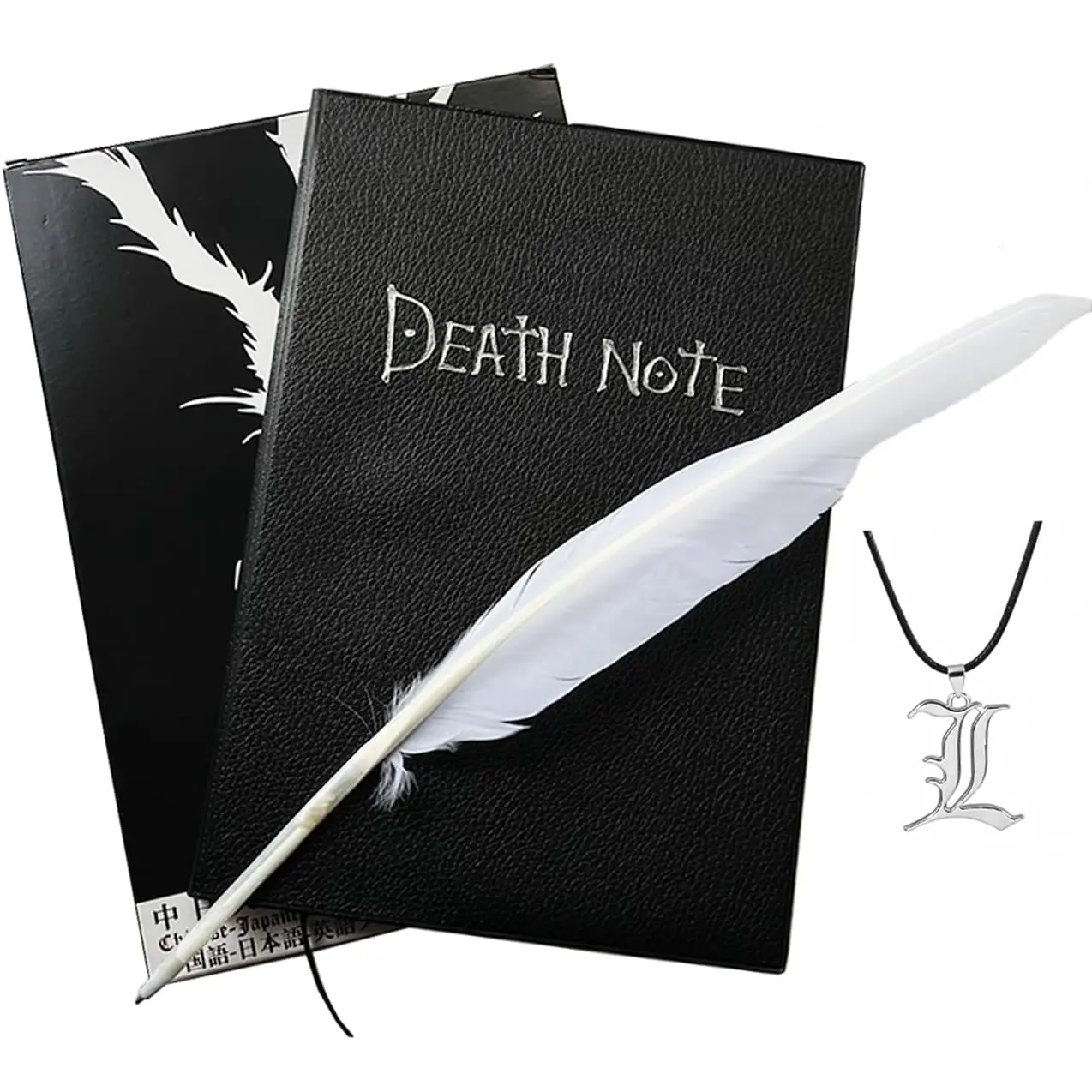 Anime Death Note Themed Costume Jewelry Set - Unisex Cosplay Wear Feather Pen and L Necklace, Accessories Anime Death Note Themed Costume Jewelry Set - Unisex Cosplay Wear Feather Pen and L Necklace, Accessories