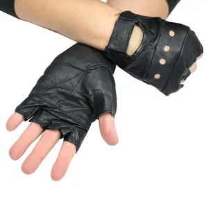 Fingerless Leather Gloves with Wrist Strap Fingerless Leather Gloves with Wrist Strap
