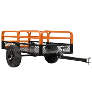 ‌Heavy Duty Steel ATV Dump Trailer, 1500LB Capacity, 15 Cu.Ft Pull Behind Utility Trailer with Removable Sides & All-Terrain Tires for Garden/Yard/Lawn