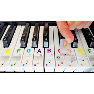 Piano Note Keyboard Sticker Label Large Bold Letters for  Keyboards or Piano for Beginners Easy Learning tool 37/49/61/76/88 Key Piano Bright Colors