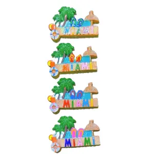 4pcs Miami letter refrigerator magnet souvenir mix color gift for holiday mother day 4"X2.5" each  Decor