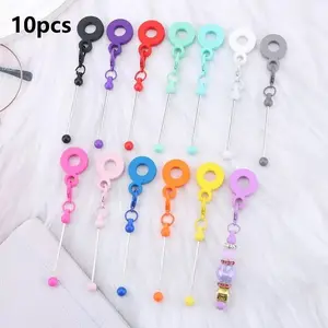 10 Piece Round Straw Cup Buckle Set, DIY Keychain Pendant Making Materials, Handmade Bead Key Chain, for Jewelry Making, Bags, Gifts, Keychain Kawaii, Keychains DIY