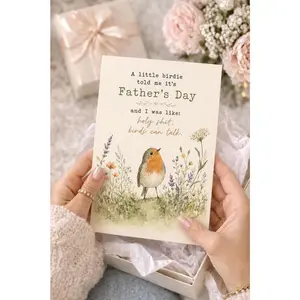 Funny Father’s Day Card for Dad, Personalized Greeting Card with Robin Bird Art, Humorous Nature Inspired Pun Card Gift