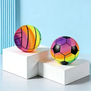 22 cm Rainbow Gradient Bouncy Ball for Kids, PVC Inflatable Play Ball, Outdoor Beach & Playground Toy