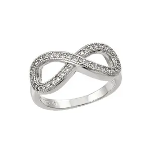 925 Sterling Silver Clear Pave Set CZ Infinity Ring