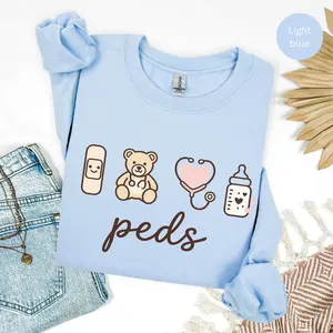 Peds Nurse Short Sleeve T-Shirt / Sweatshirt & Hoodie, Pediatric Nurse Tee, Cute Pediatric RN Shirt, Kids Nurse Gift, NICU Nurse Shirt, Medical Worker Tee