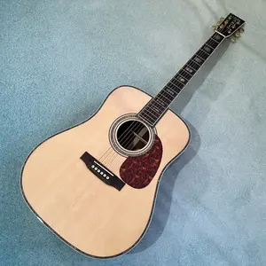 Natural D45 acoustic electric guitar solid spruce top rosewood fingerboard 20Frets