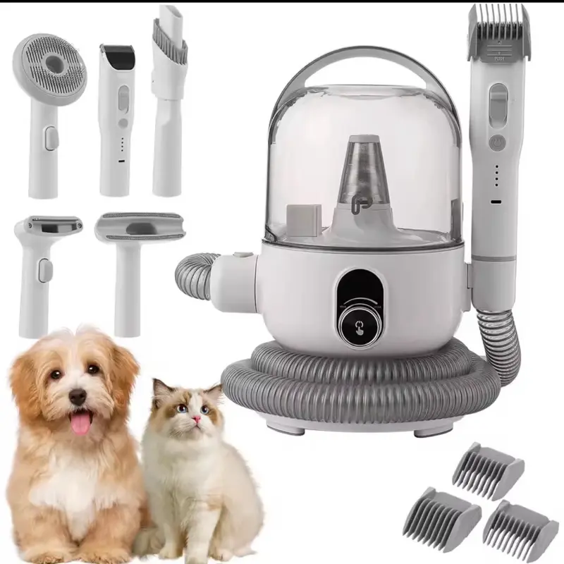 Pet Grooming Kit with 2L Vacuum Suction 99% Pet Hair Professional Quiet Dog Grooming Vacuum Kit with 5 Grooming Tools for Pets Efficient Hair Removal