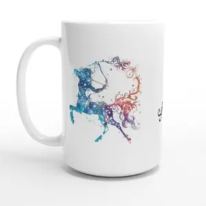 Sagittarius Zodiac White 15 oz Ceramic Mug Beverage Drinkware Coffee Cup Washable Reusable