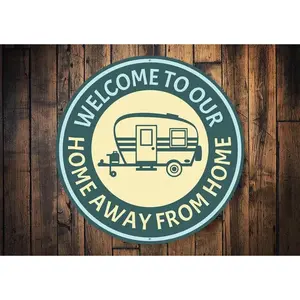 Home Away From Home Metal Sign - RV Camper Decor - Travel Trailer Welcome Sign - Vintage Camping Wall Art - Cozy Campground Gift