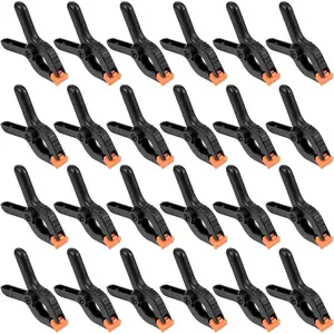 12 count Black Plastic Spring Clamps, Anti-Slip Clips for Balloon Arch Clips for Backdrop, Heavy Duty Plastic Clamp for Backdrop Curtain and Photo Prop