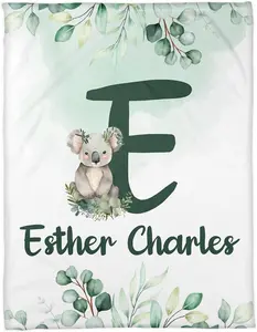 ZocoShi Personalized Koala Blankets, Custom Koala Blanket - Koala Blankets with Name for Boys, Best Gift Koala, Koala Monogram Flush Fleece
