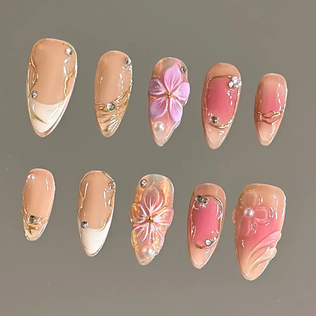 PINKY PROMISE – 100% Handcrafted 3D Press-On Nails | Reusable, Long-Lasting, Salon-Quality black lace nail art nail art