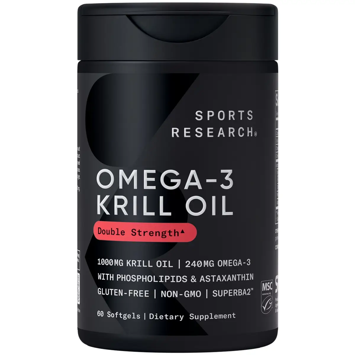 Sports Research Krill Oil Supplement with EPA & DHA Omega 3, Phospholipids & Astaxanthin from Antarctic Krill - Highest Concentration of Krill Oil for