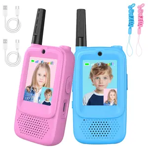 Kids Video Walkie Talkies 2 Pcs, Long Range Visual Walkie Talkies for Ages 3-9, One-On-One Pairing, Family Games, Outdoor Toys, & Blue