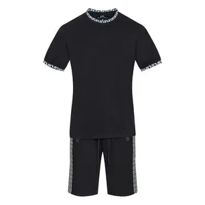 Men's Casual Pattern Side Design Black/White Short Set
