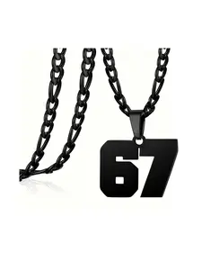 Men's Personalized Jersey Number Cuban Link Necklace, Stainless Steel Sports Pendant Chain, Inspirational Jewelry for Baseball/basketball/football Teams