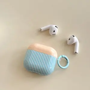 Blue Striped Ring Earphone Case for Apple AirPods Pro 3/2/4, Fashionable Women's Simple Earphone Case, Model Xinghao