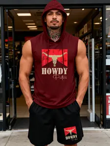 Texas Casual Men's Hooded Sleeveless Tank & Shorts Set - Howdy Longhorn American Relaxed Outfit