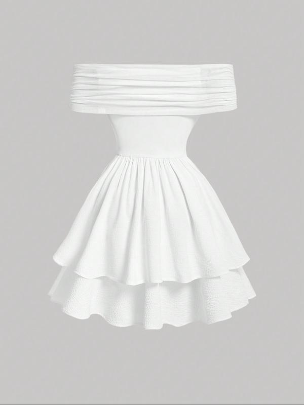 Elegant Sweetheart Neckline Dress, Pure Color Off-Shoulder Ruched Design, Women's Party Gown, Perfect for Date Night & Special Occasions