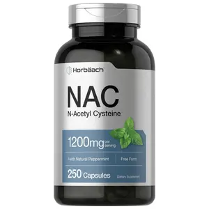 Horbäach NAC N-Acetyl Cysteine Supplement 1200mg | 250 Capsules | with Natural Peppermint | Non-GMO, Gluten Free