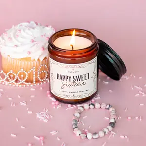 Best Sweet 16 Gifts for Girls Birthday Candle, Sweet 16 Birthday Gift for Her, Sweet Sixteen Happy Birthday Candle – 9oz