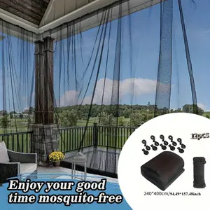 1Set Size 157.48inch/236.22inch Black and White Outdoor Garden Plant Cover with Clips and Ropes - Mosquito Net, Bird Fence, Patio Net - Durable Breathable Polyester Insect Net for Gazebo Roof, Camping, Deck, Patio, Orchard Vegetable Garden - Sealed Wa