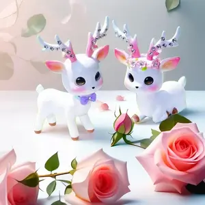 Resin Deer Decorative Statues, Elegant Christmas & Holiday Ornaments, Office Desk Décor, Stress Relief, Collectible, Age 14+, Yb250801