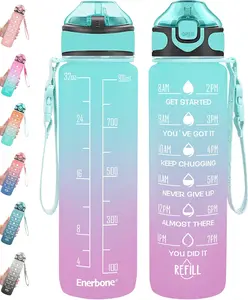32 oz Drinking Water Bottle with Times to Drink and Straw, Motivational with Carrying Strap, Leakproof BPA & Toxic Free, Ensure You Drink Enough Water for Fitness Gym Outdoor