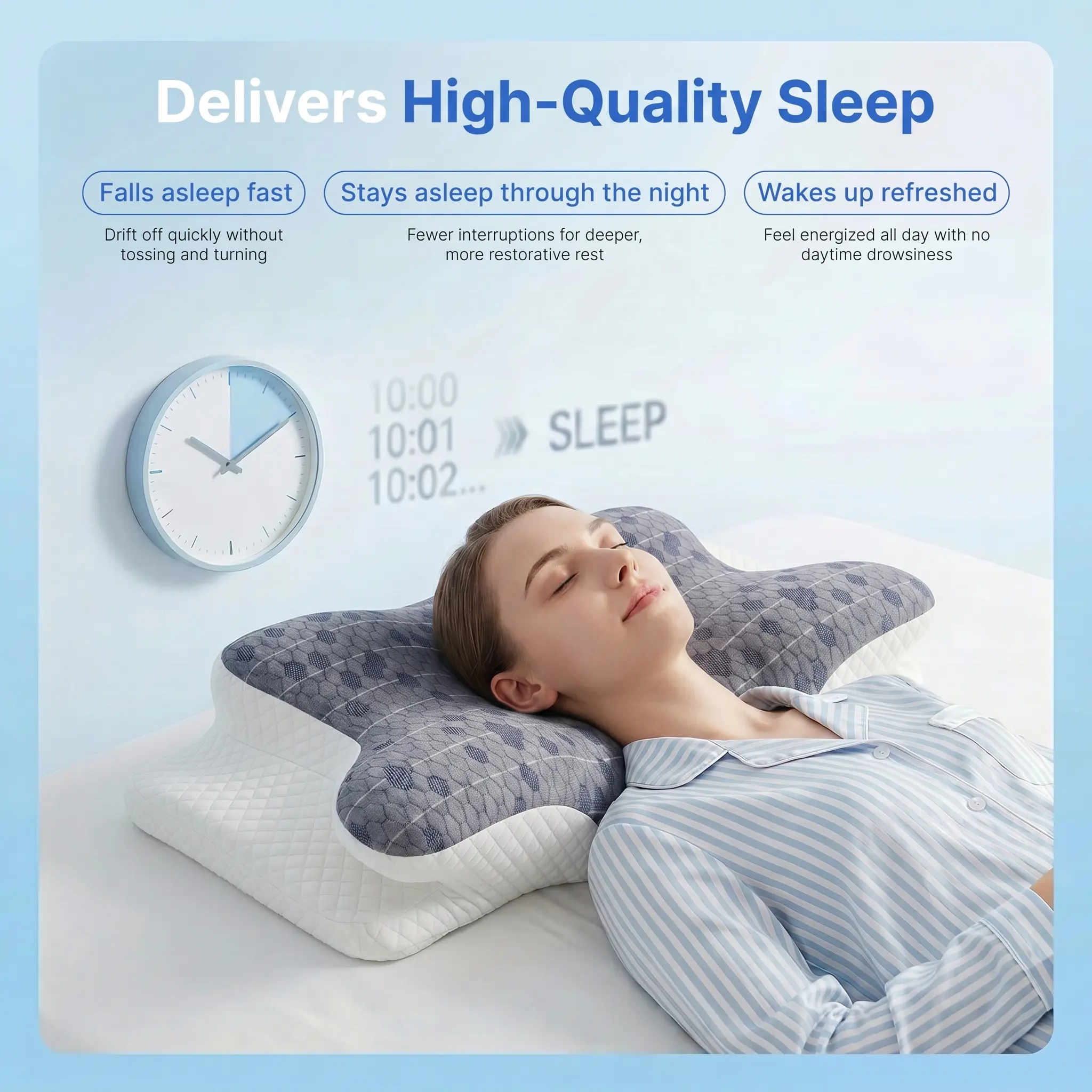 Ergonomic Cervical Memory Foam Pillow for Neck Support – Odorless Orthopedic Contour Bed Pillow for Side, Back & Stomach Sleepers, Slow Rebound Comfort Sleeping Pillow for Pain Relief & Better Sleep