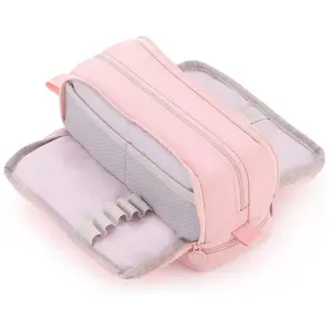 Large Capacity Fabric Pencil Case with 4 Compartments, Durable Material, School Office Stationery Organizer, Unisex Youth Storage Bag, Stationery Supplies