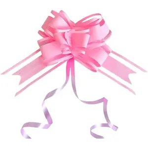 50PC Pink Gift Decoration Bows 3.7" Pull Bows for Present Wrapping Basket Handle Decor Christmas Wedding Birthday Party Supplies DIY Craft Accessories Matte-Pink 1 Count Pack of 50