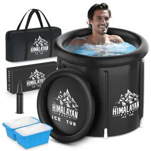 Ice Bath Tub with 2 8 lbs Ice Block Mold - 106 gal 31.5’’ XL Ice Pod Cold Plunge Tub for Athletes - Easy Install Ice Tubs for Cold Plunge - Cold Tub with Thermal & Elastic Cover, Indoor/Outdoor