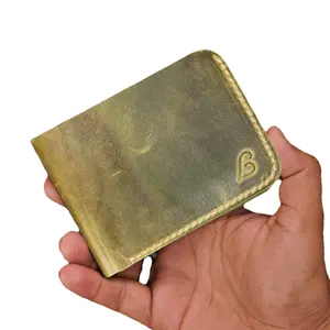 Men's Handmade Full Grain Leather Wallet Slim Bifold Compact & Durable Genuine Leather Card Holder for Everyday Use Stylish Fits Front Pocket Ideal Gift for Him Olive Color