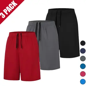 3 Pack Men's Plain Running Mesh Workout Shorts Lightweight Breathable Quick Dry Athletic Basketball Shorts with Pockets for Gym Sports Daily Casual Summer Activewear Outdoor Exercise