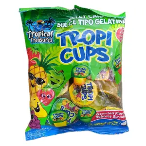 TROPI CUPS - Jelly Candy With Coconut Chunks Assorted Flavors / 20 Pieces Bag /