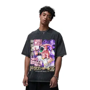 Dragon Ball  Majin Buu Anime Washed Graphic Tees Funny Japanese Cartoon Distressed Shirt 90s Vintage Streetwear Unisex Summer Gift"