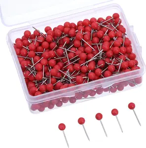 WILLBOND 500 Pack Map Push Pins Map Tacks Small round Head Push Pins Thumb Tacks for Travel Picture Photo Bulletin Board Wall DIY Craft School Office Home(Red,1/8 Inch) Outus-Map Pins-01