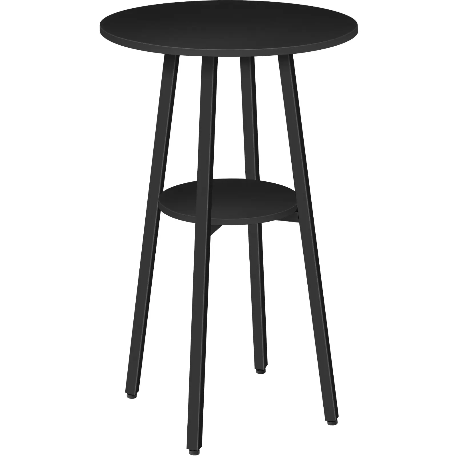 HOOBRO 37.4" Bar Table, Round Pub Table, 2-Tier Bistro Table with Storage, High Top Table for Small Spaces, Cocktail Table with Top Particleboard for Kitchen, Easy to Assemble, Black #SummerVibes