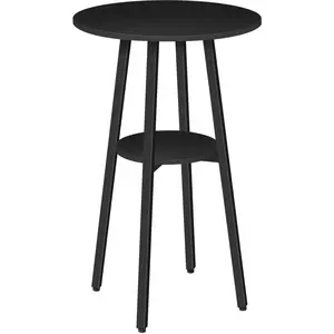 HOOBRO 37.4" Bar Table, Round Pub Table, 2-Tier Bistro Table with Storage, High Top Table for Small Spaces, Cocktail Table with Top Particleboard for Kitchen, Easy to Assemble, Black#SpringSale #BigSpringSale