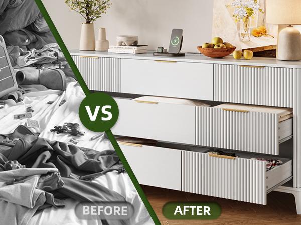 TOKSOM 9 Drawer Large White Dresser for Bedroom,62.9"Long Chest of Drawers with Deep Drawers,Modern Wooden Storage Dresser for Closet,29.5" Tall TV Stand for Living Room,Hallway,Entryway