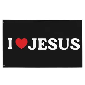 I Love Jesus Flag 3x5 Ft Motivational Flag Fitness Inspirational Flags For Room Guys Cool Flag For Home Gym Wall Decor Outdoor Indoor Banner College Dorm Man Cave Gift Hand Ornaments