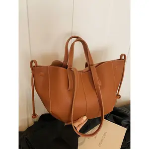 Stylish Elegant Women's Tote Bag, Versatile PU Casual Handbag for Shopping, Daily Commuting Bags, All Seasons Plaid and Plain Shoulder Bag