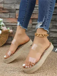 Women's thick-soled wedge heels sandals, new summer style, fashionable platform waterproof fish-mouth high-heeled beach casual vacation bohemian style sandals