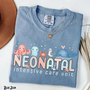 Comfort Colors NICU Shirt,  Neonatal Intensive Care Unit Nurse Tee, Doctor, Neonatal RN Tshirt, Sea Life, Ocean, Nautical, Nursing, Gift