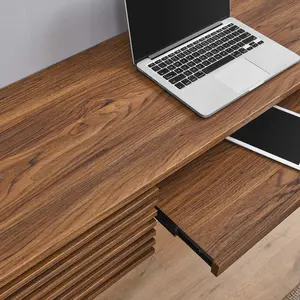Modway Render Wall Mount Wood Office Desk in Walnut