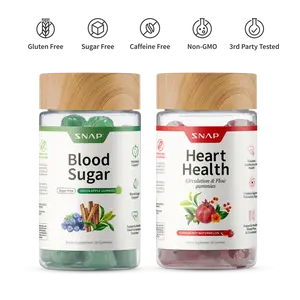 Blood Sugar + Heart Health Gummies - Natural Supplement for Healthy Blood Sugar & Heart Health - Green Apple Flavor - Gluten Free, Sugar Free, Vegan Friendly - 60 Gummies - Snap Supplements